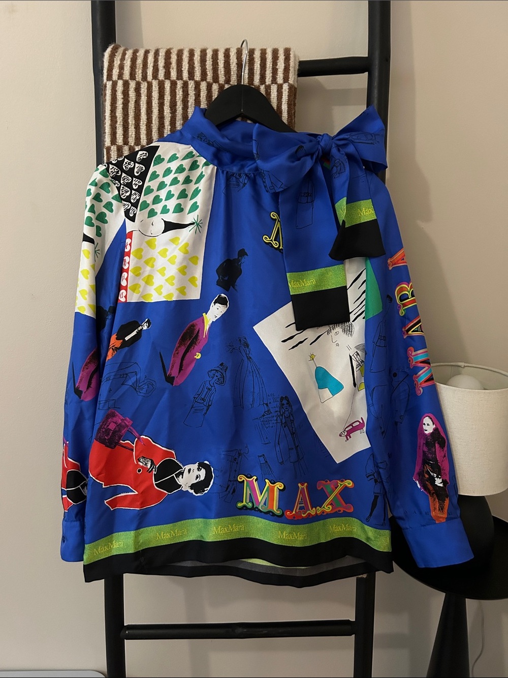 MaxMara 100% Silk Blouse with Bow Neck